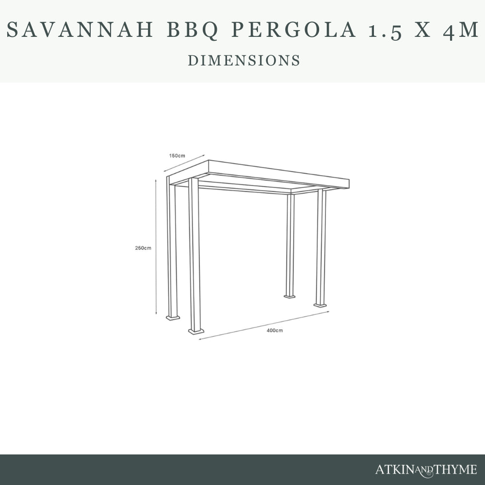 Savannah BBQ Pergola 4m x 1.5m Birch