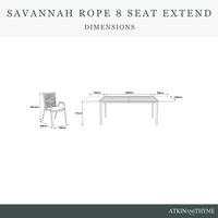 Savannah Rope 8-10 Seat 2m Extending Dining Set - Oak