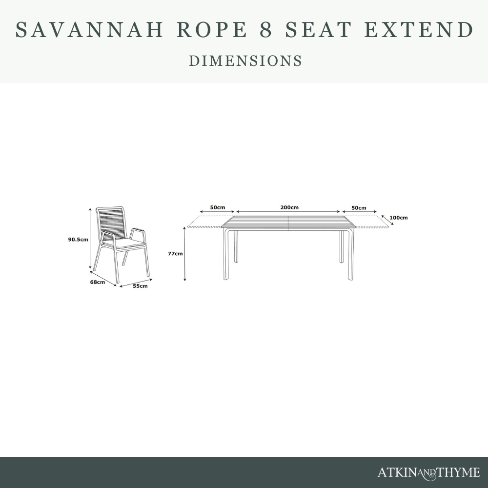 Savannah Rope 8-10 Seat 2m Extending Dining Set - Oak