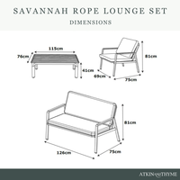 Savannah Rope Lounge Set - Oak