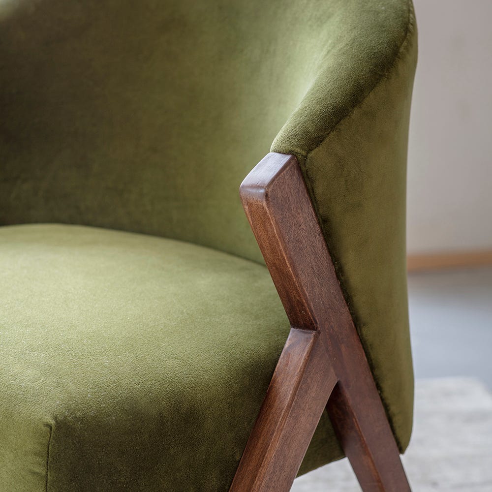 Scoop Armchair in Deep Green Velvet 