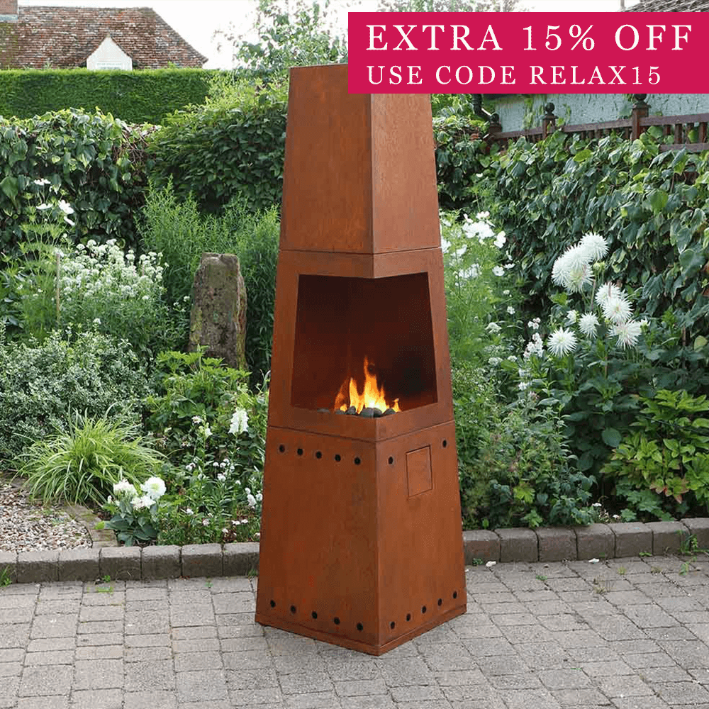 Casa Mia Tempo Gas Chiminea with Cooking Griddle