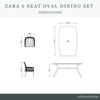 ZARA 6 SEAT BOAT-SHAPED DINING SET WITH 3.0M PARASOL