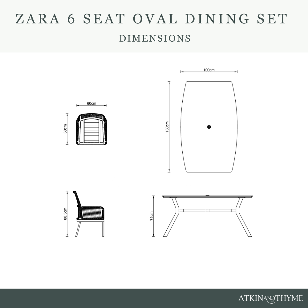 ZARA 6 SEAT BOAT-SHAPED DINING SET WITH 3.0M PARASOL