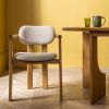 Atkin and Thyme Cora Dining Chair in Neutral Boucle Front View
