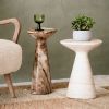 Atkin and Thyme Jasper Side Table in Travertine Finish with Jasper Marble Finish (Sold Separately)