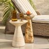 Atkin and Thyme Jasper Side Table in Travertine Finish with Jasper Marble Finish (Sold Separately)