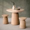 Atkin and Thyme Side Table/Stool in Travertine Finish with Matching Bistro Table