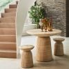 Atkin and Thyme Side Table/Stool in Travertine Finish with Matching Bistro Table