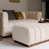 Atkin and Thyme Sloane Fluted Ottoman in Natural Boucle Side View