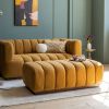 Atkin and Thyme Sloane Fluted Ottoman in Mustard Boucle Full Image