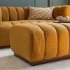 Atkin and Thyme Sloane Fluted Ottoman in Mustard Boucle Side Detail