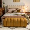 Atkin and Thyme Sloane Fluted Ottoman in Mustard Boucle with Sloane Kingsize Bed