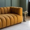 Atkin and Thyme Sloane Mustard Sofa Close Up With Basso Side Table 