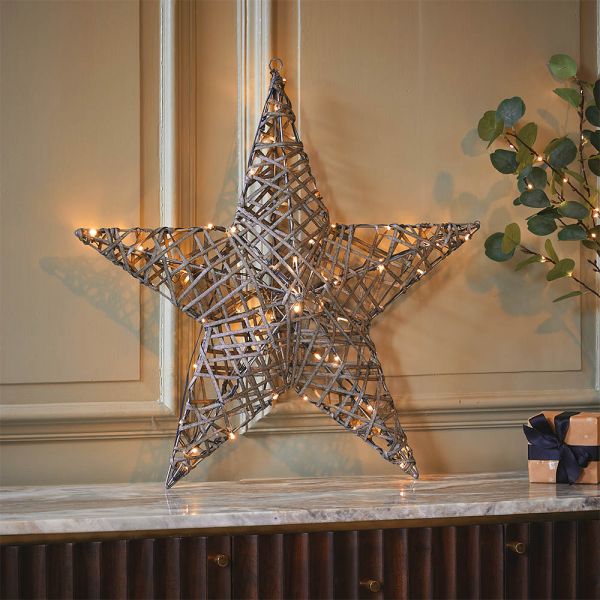 Grey Wicker LED 70cm Star