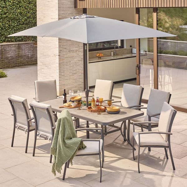 Gabriela 8 Seat Dining Set with Parasol