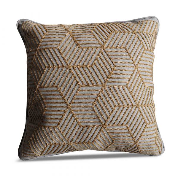 Gold Striped Embroidered Scatter Cushion