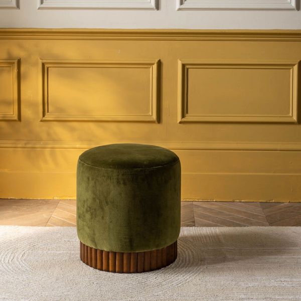 Atkin and Thyme Holborn Footstool in Deep Green Velvet