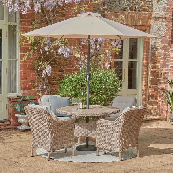 Karla 4 Seat Rattan Dining Set with Parasol