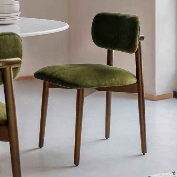 Atkin and Thyme Layla Dining Chair Green Velvet 