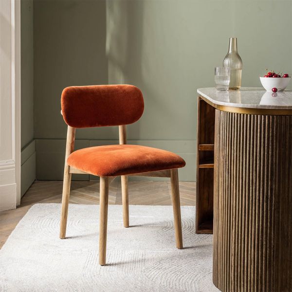 Atkin and Thyme Layla Chair In Rust Velvet 