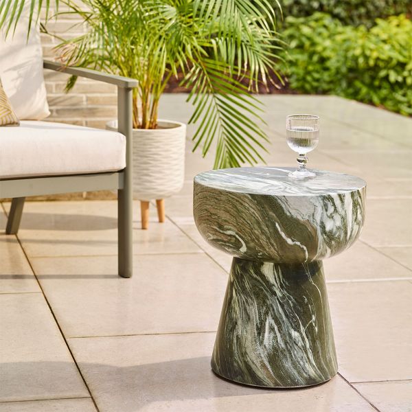 Lucy Side Table Green Marble Finish