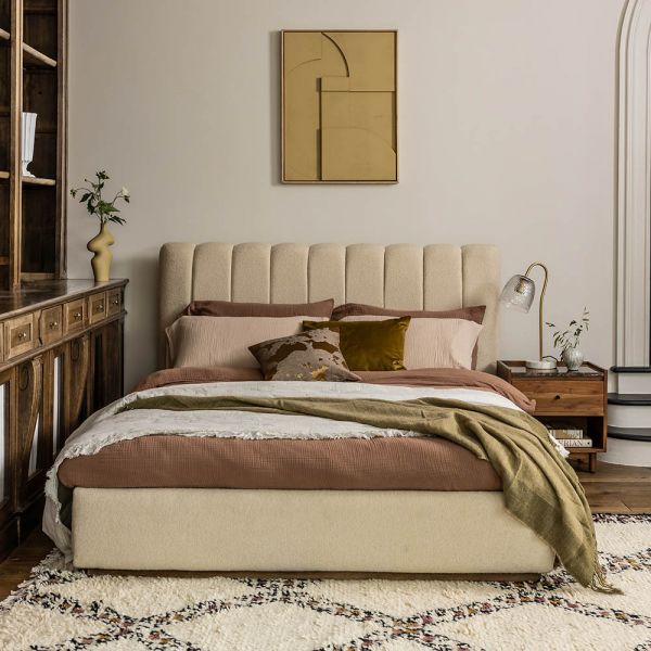 Atkin and Thyme Sloane Kingsize Fluted Bed in Natural Boucle