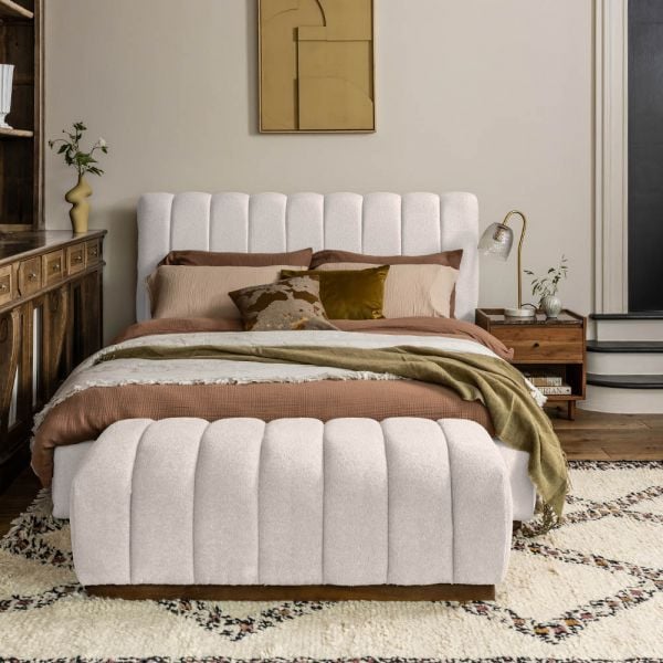 Atkin and Thyme Sloane Kingsize Fluted Bed in Natural Boucle