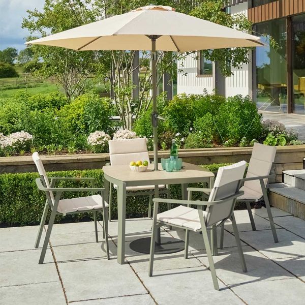 Valentina 4 Seat Dining Set with Parasol 