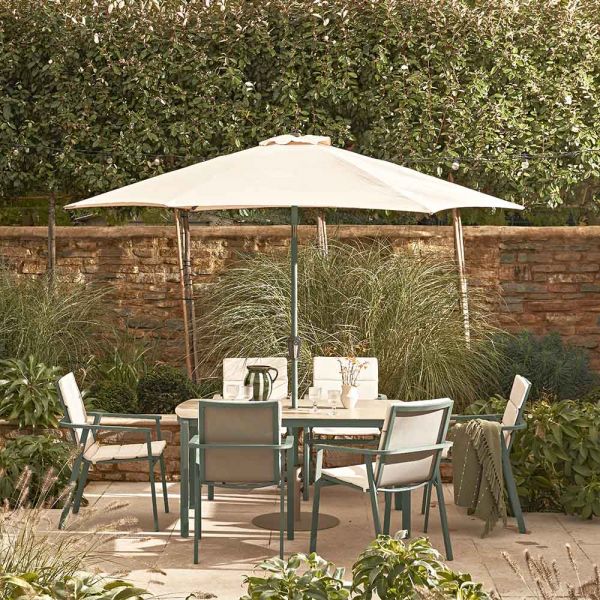 Valentina 6 Seat Dining Set with Parasol 