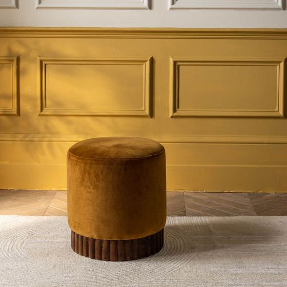 Atkin and Thyme Holborn Footstool in Mustard Velvet 