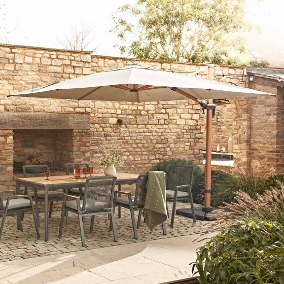 Atkin and Thyme Savannah Cantilever Parasol with Savannah Dining Set (Sold Seperately)