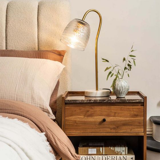 Atkin and Thyme Tara Table Lamp Light On