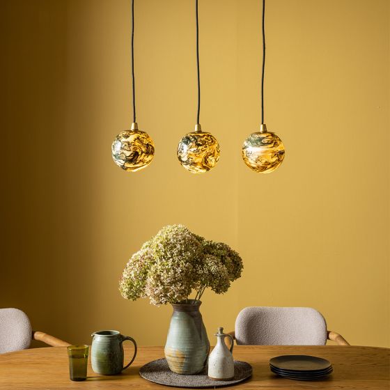 Atkin and Thyme Tula Trio Pendant Light On