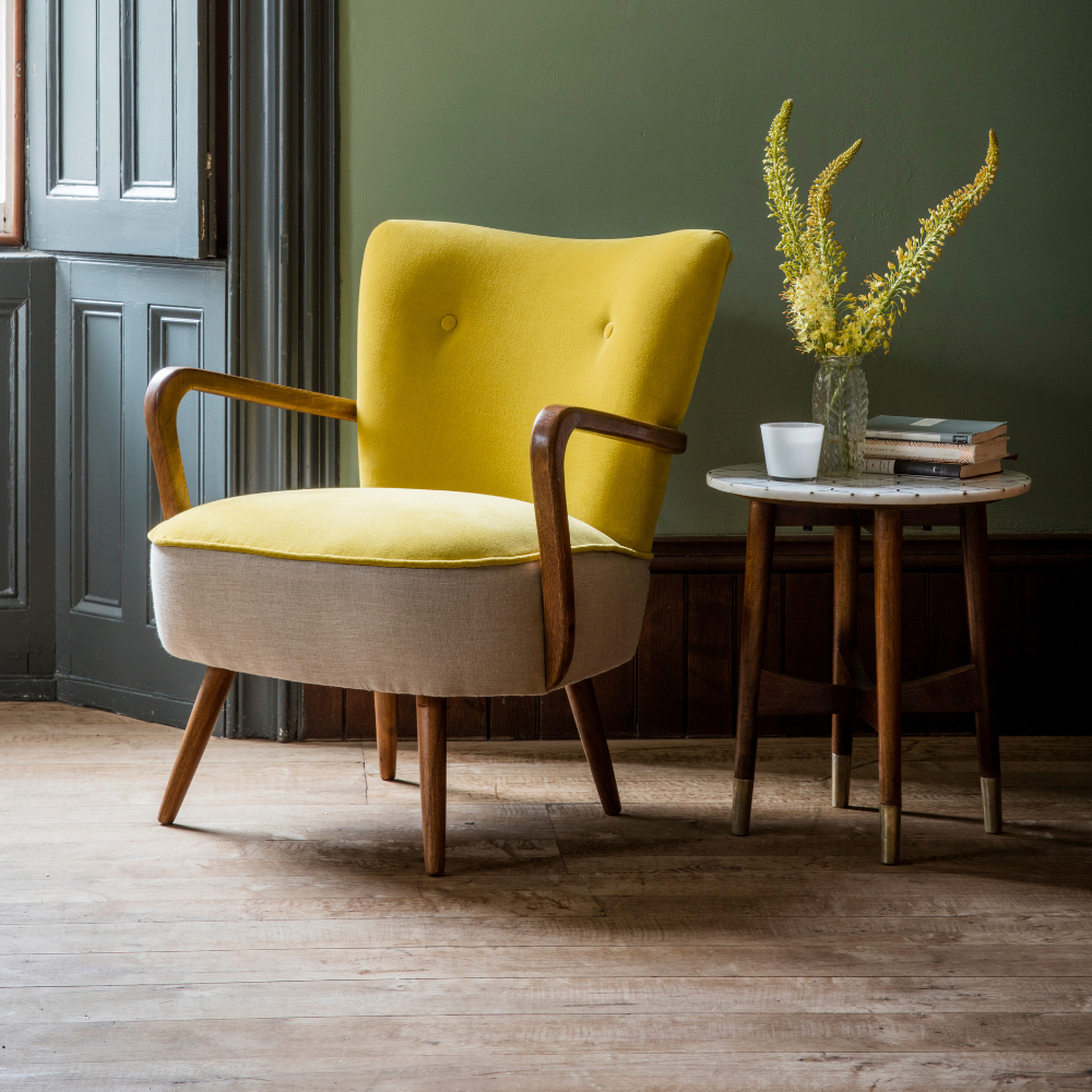 Calvin Armchair Yellow Velvet